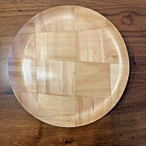 Vintage Lumi Woven Wood Plates Set of 10 MCM Parquet Maple Blonde 10 Inch Round